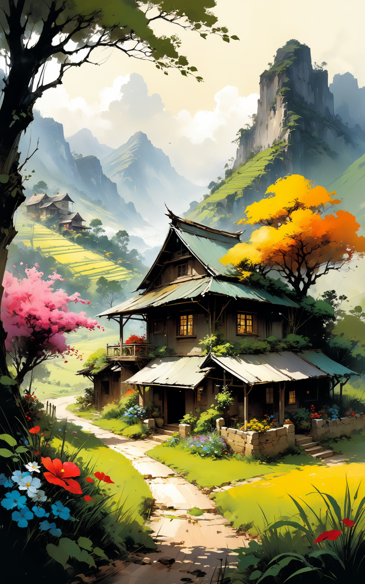 04539-2804582805-Create a vibrant and picturesque scene illustrating idyllic homestead. The setting is a serene garden nestled in a verdant valle.png